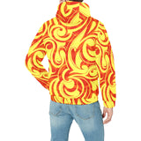 Fire flame design pattern Men's Padded Hooded Jacket