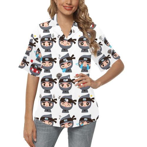 Cute ninja design pattern Women's All Over Print Hawaiian Shirt