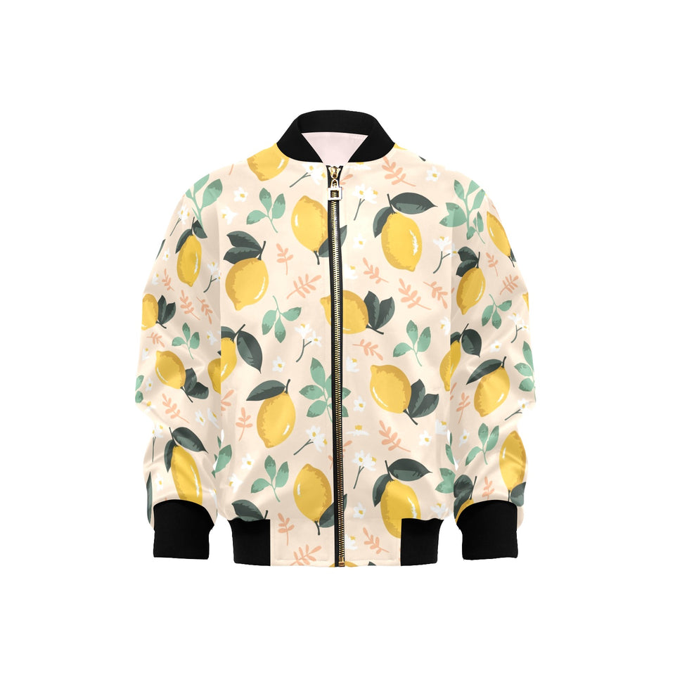 lemon flower leave pattern Kids' Boys' Girls' Bomber Jacket