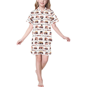 Camper Van Pattern Print Design 01 Kids' Boys' Girls' V-Neck Short Pajama Set