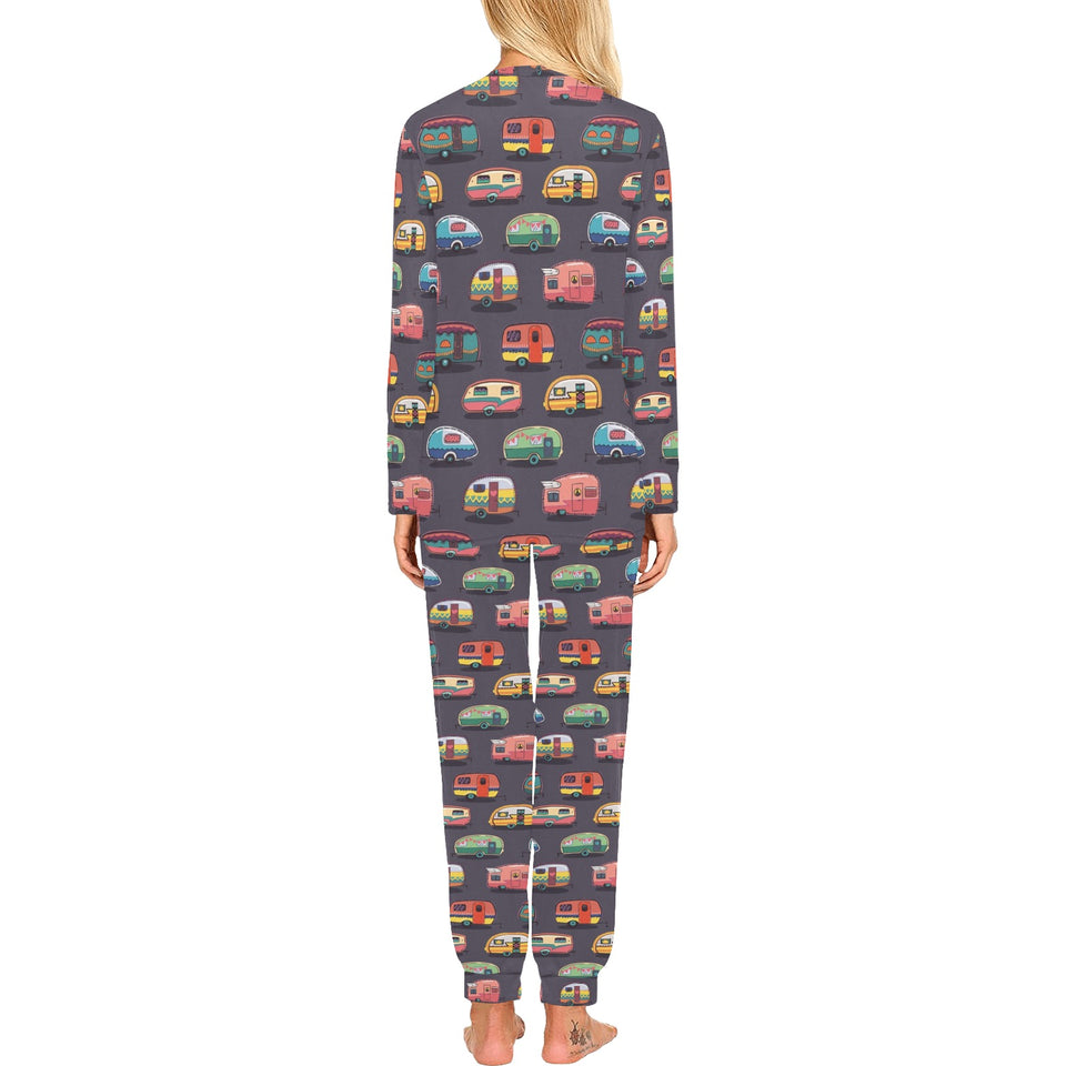 Camper Van Pattern Print Design 02 Women's All Over Print Pajama Set