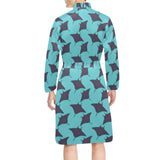Stingray Pattern Print Design 02 Men's Long Sleeve Belted Night Robe