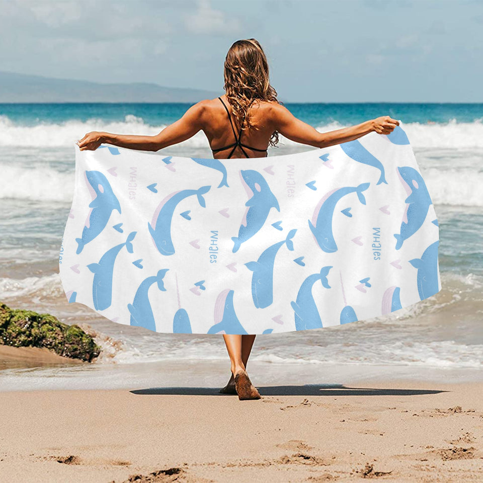 Blue whale pattern Beach Towel