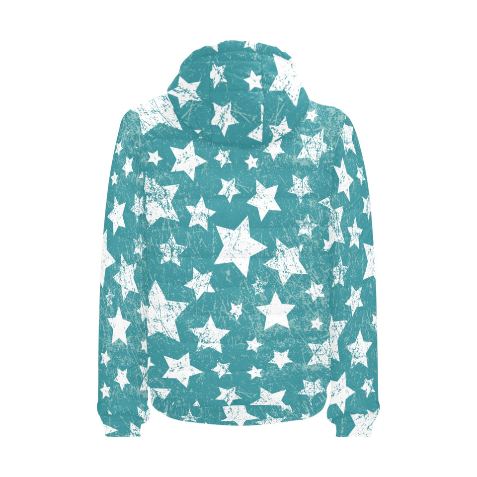 Vintage star pattern Men's Padded Hooded Jacket