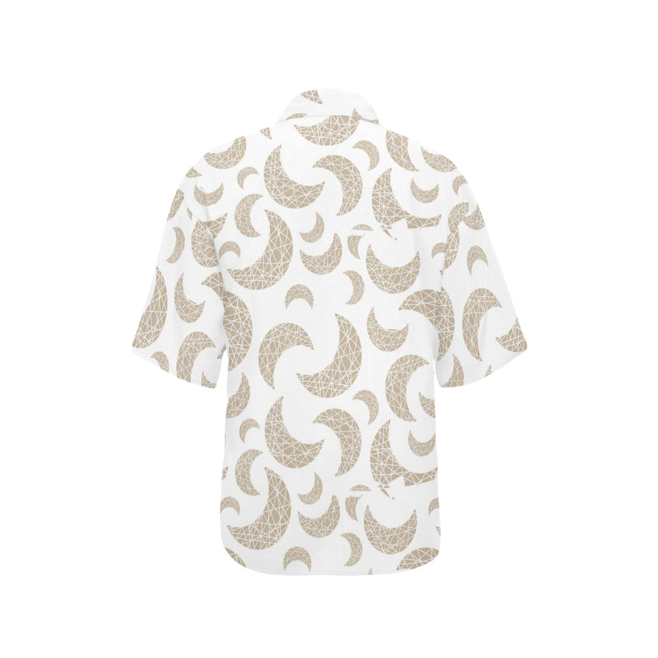 Cool gold moon abstract pattern Women's All Over Print Hawaiian Shirt