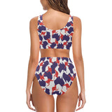 Kangaroo Australian pattern Chest Bowknot High Waisted Bikini Swimsuit