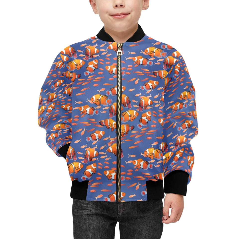 Clown Fish Pattern Print Design 04 Kids' Boys' Girls' Bomber Jacket