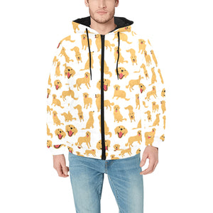 Golden Retriever Pattern Print Design 05 Men's Padded Hooded Jacket