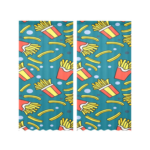 French fries red paper box pattern Gauze Curtain