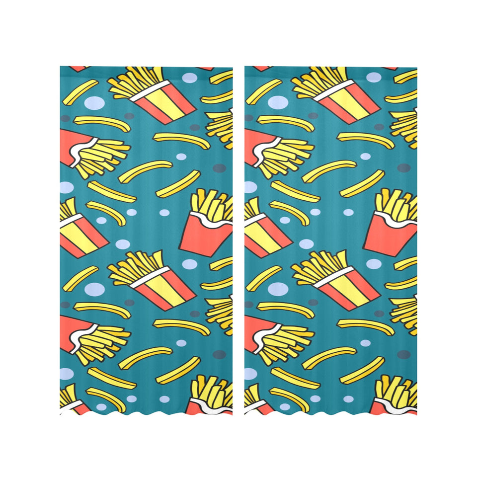 French fries red paper box pattern Gauze Curtain