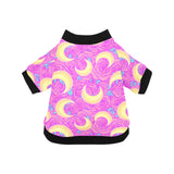 Moon pink rose background All Over Print Pet Dog Round Neck Fuzzy Shirt