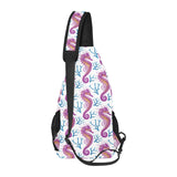 Purple seahorse blue coral pattern All Over Print Chest Bag
