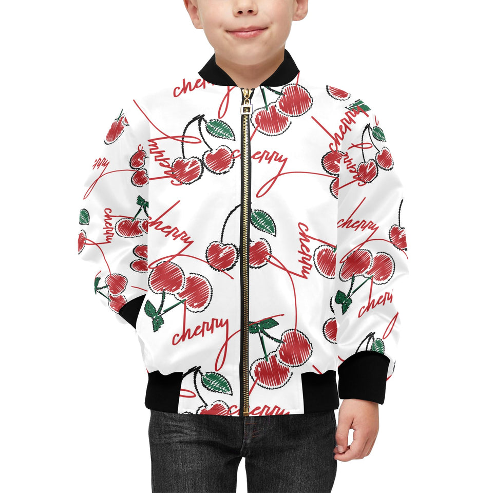 Hand drawn cherry pattern Kids' Boys' Girls' Bomber Jacket