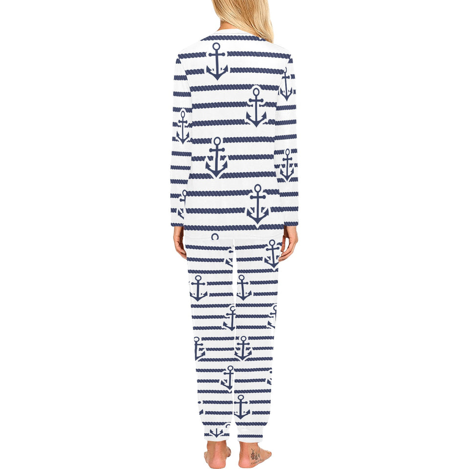 Anchor rope nautical pattern Women's All Over Print Pajama Set