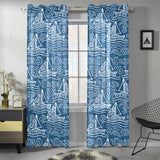 Hand drawn sailboat pattern Gauze Curtain