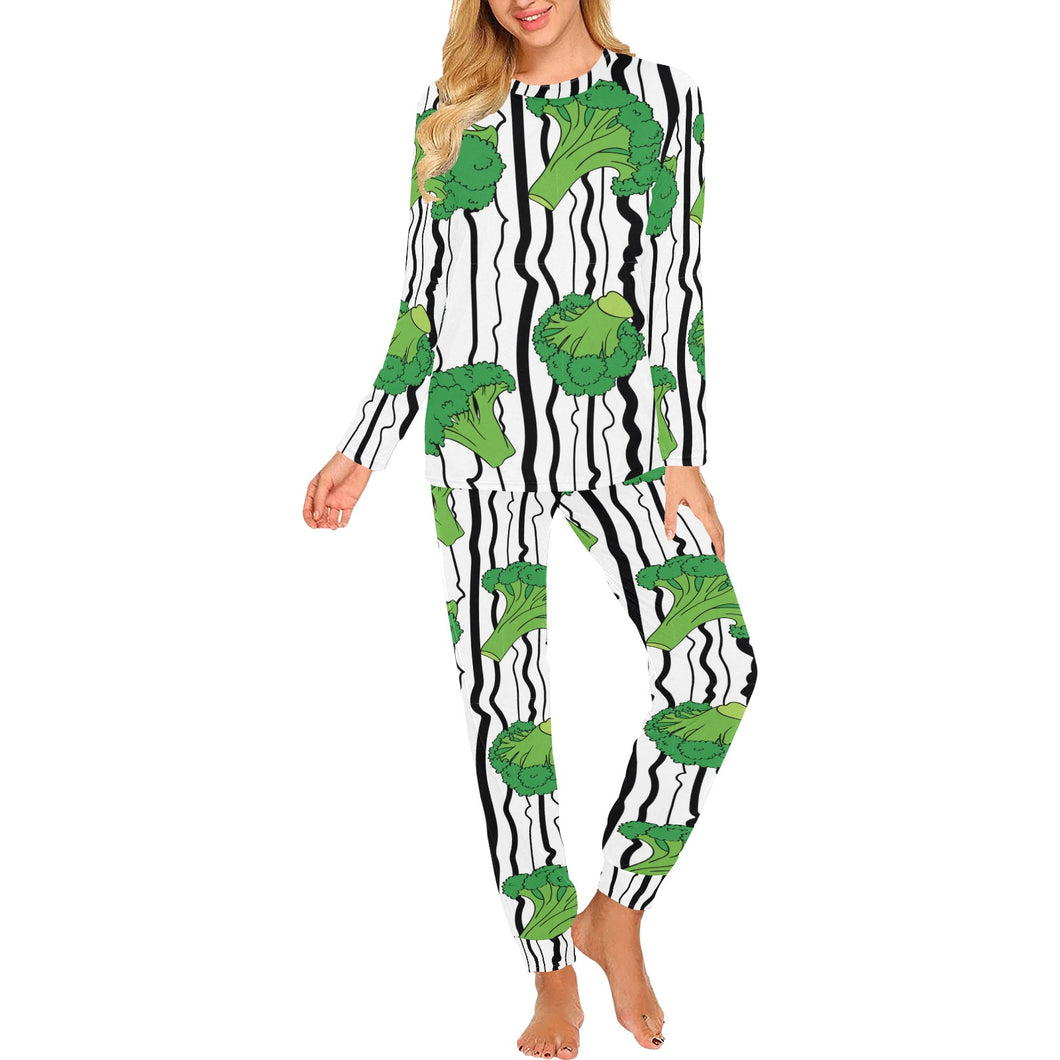 Cool Broccoli pattern Women's All Over Print Pajama Set