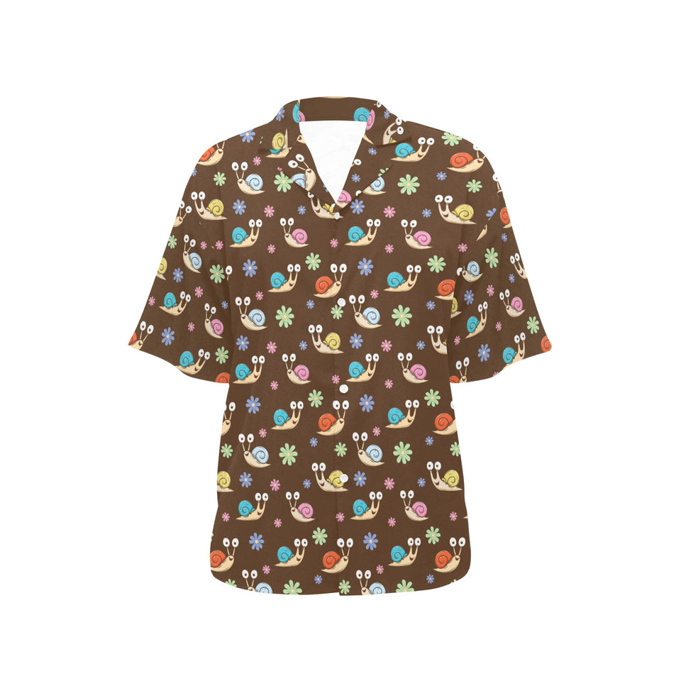Snail Pattern Print Design 03 Women's All Over Print Hawaiian Shirt