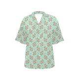 Hippopotamus Pattern Print Design 02 Women's All Over Print Hawaiian Shirt