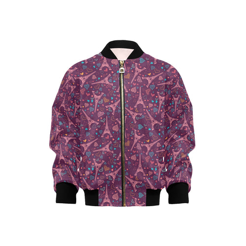 Eiffel Tower Heart Pattern Print Design 04 Kids' Boys' Girls' Bomber Jacket