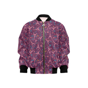 Eiffel Tower Heart Pattern Print Design 04 Kids' Boys' Girls' Bomber Jacket