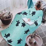 Sea turtle with blue ocean backgroud Blanket Robe with Sleeves