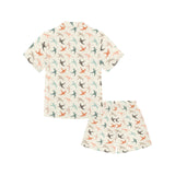 Swallow Pattern Print Design 02 Kids' Boys' Girls' V-Neck Short Pajama Set