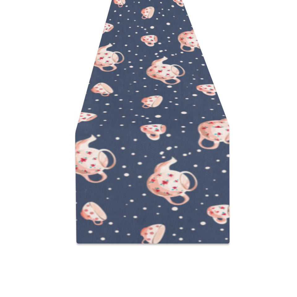 Tea pots Pattern Print Design 04 Table Runner