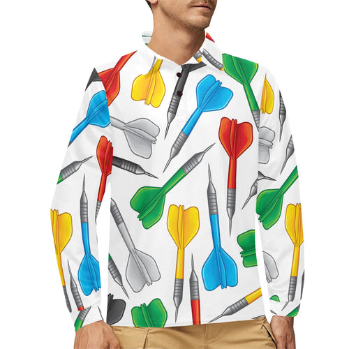 Darts Pattern Print Design 03 Men's Long Sleeve Polo Shirt