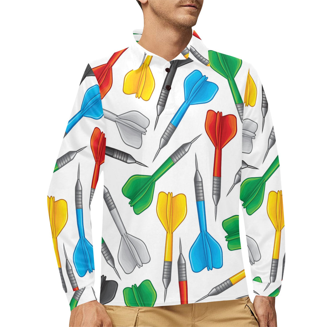 Darts Pattern Print Design 03 Men's Long Sleeve Polo Shirt