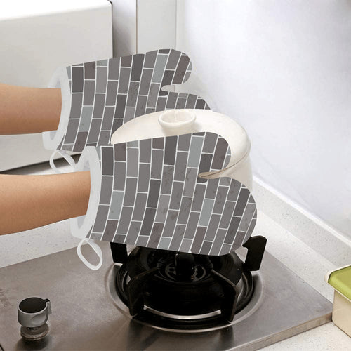 Brick Printed Pattern Print Design 05 Heat Resistant Oven Mitts