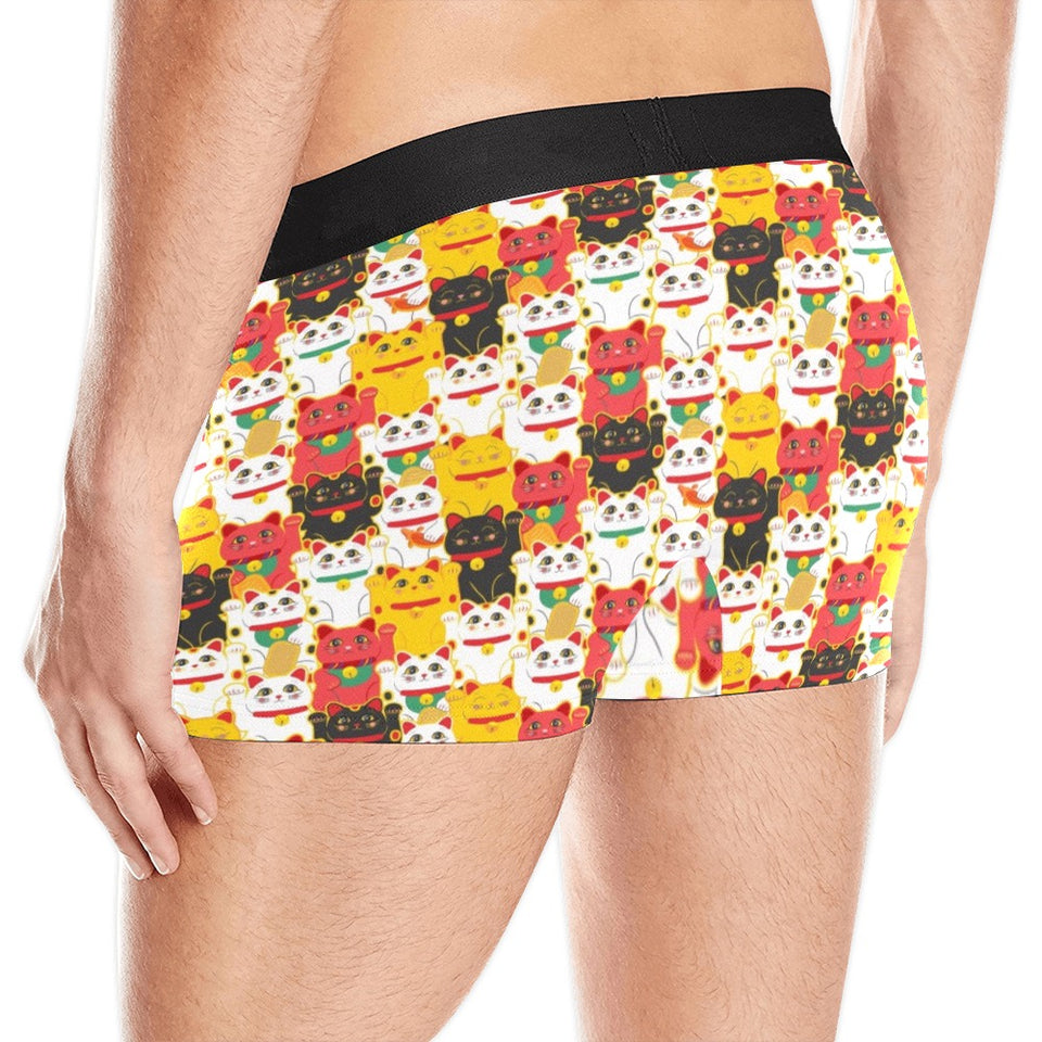 Colorful Maneki neko cat pattern Men's All Over Print Boxer Briefs Men's Underwear