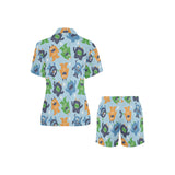 Alien Pattern Print Design 04 Women's V-Neck Short Pajama Set
