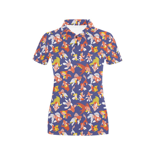 Goldfish Pattern Print Design 04 Women's All Over Print Polo Shirt