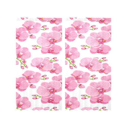 pink purple orchid pattern background Gauze Curtain
