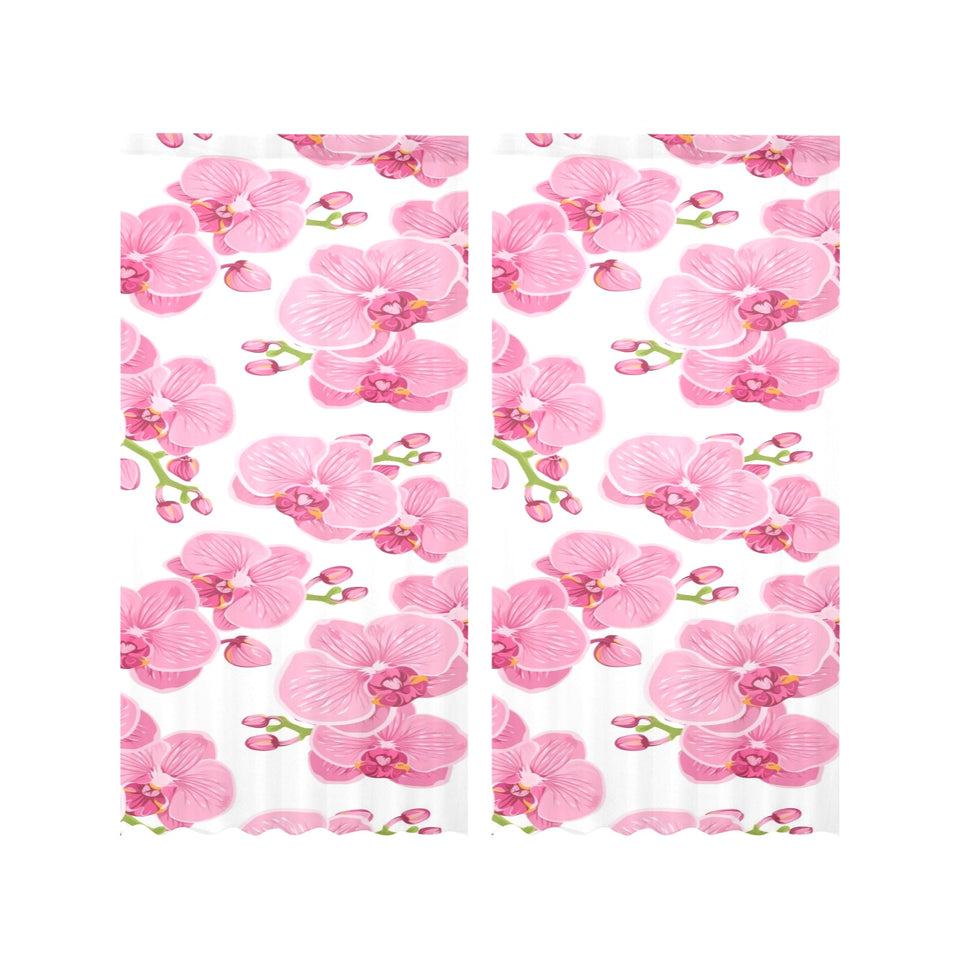 pink purple orchid pattern background Gauze Curtain