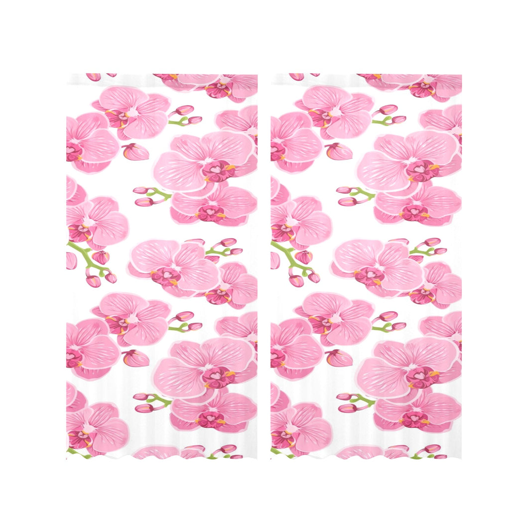 pink purple orchid pattern background Gauze Curtain