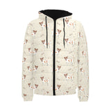 Jack Russel Pattern Print Design 02 Men's Padded Hooded Jacket