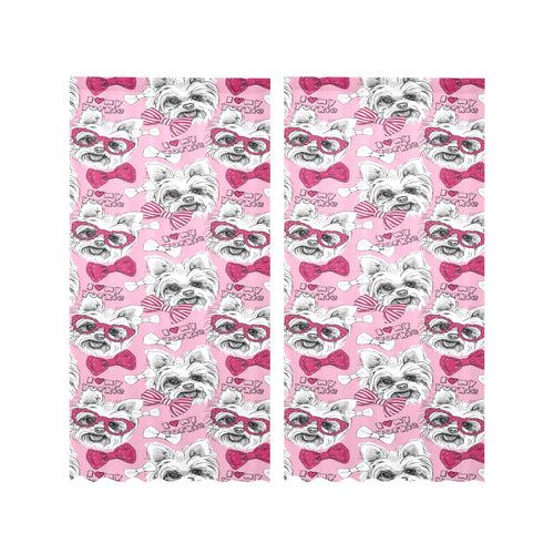 Yorkshire Terrier Pattern Print Design 03 Gauze Curtain