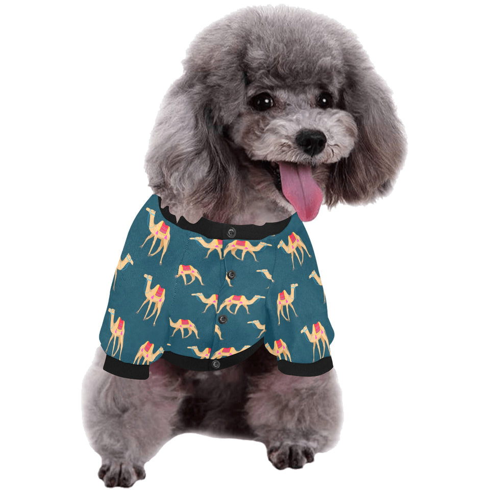 Camel pattern blue blackground All Over Print Pet Dog Round Neck Fuzzy Shirt