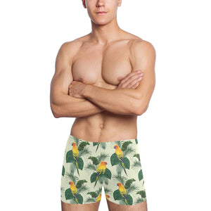 Beautiful parrot palm leaves pattern Men's Swimming Trunks