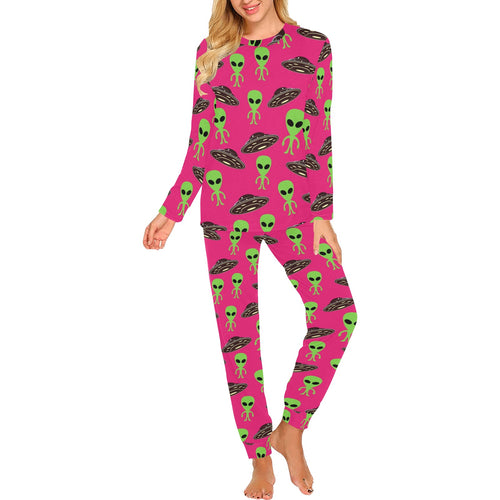 Alien Pattern Print Design 03 Women's All Over Print Pajama Set