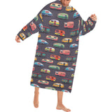 Camper Van Pattern Print Design 02 Blanket Robe with Sleeves