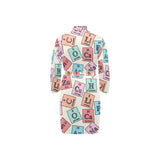 Chemistry Periodic Table Pattern Print Design 02 Men's Long Sleeve Belted Night Robe