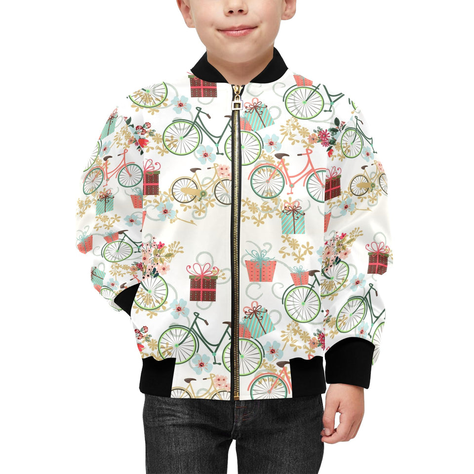 Bicycle Pattern Print Design 05 Kids' Boys' Girls' Bomber Jacket