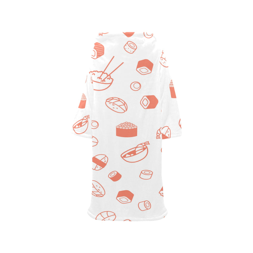 Sushi pattern Blanket Robe with Sleeves