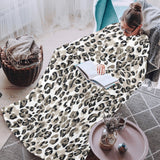 Leopard skin print pattern Blanket Robe with Sleeves