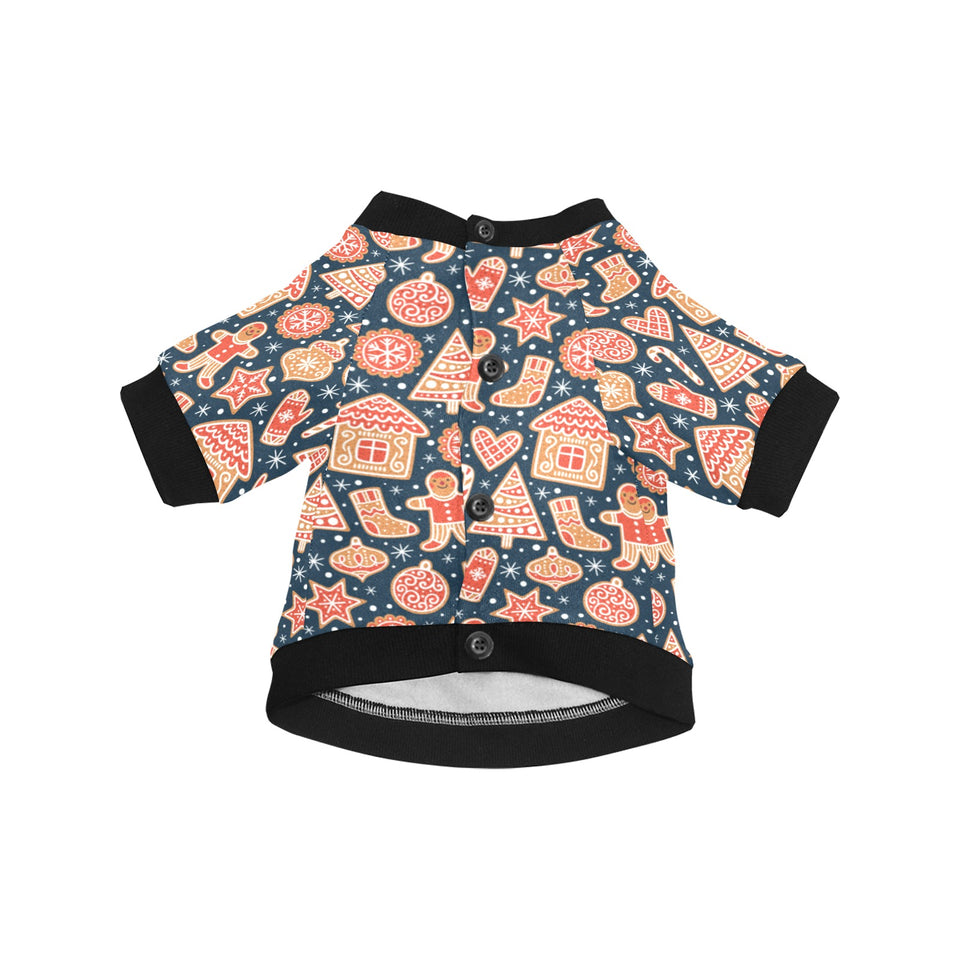 Christmas gingerbread cookie pattern All Over Print Pet Dog Round Neck Fuzzy Shirt