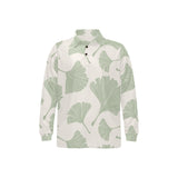 Ginkgo leaves pattern Men's Long Sleeve Polo Shirt