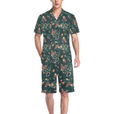 Snake forest pattern Men's V-Neck Short Pajama Set