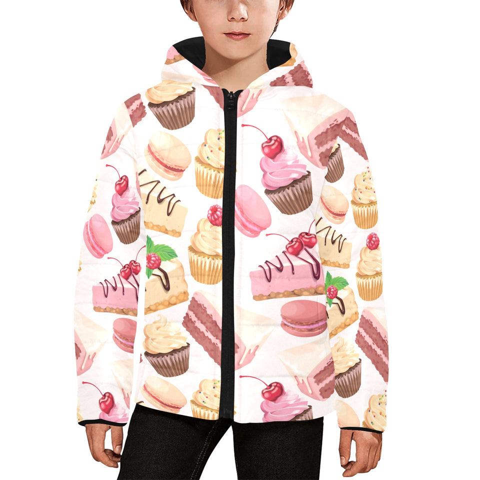 Cake cupcake sweets pattern Kids' Boys' Girls' Padded Hooded Jacket